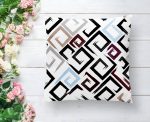- K2391-1 - Realhomes Siyah Turkuaz Labirent Çizimli Modern Dijital Baskılı Yastık Kılıfı Realhomes