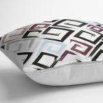 - K2391-3 - Realhomes Siyah Turkuaz Labirent Çizimli Modern Dijital Baskılı Yastık Kılıfı Realhomes