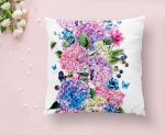 - K2397-1 - Realhomes Lila Renk Salkım Zambak Desenli Dijital Baskılı Yastık Kırlent Kılıfı Realhomes