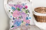 - K2397-2 - Realhomes Lila Renk Salkım Zambak Desenli Dijital Baskılı Yastık Kırlent Kılıfı Realhomes
