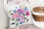 - K2398-2 - Realhomes  Lila Renk Demet Zambak Motifli Dekoratif Yastık Kırlent Kılıfı Realhomes