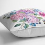 - K2398-3 - Realhomes  Lila Renk Demet Zambak Motifli Dekoratif Yastık Kırlent Kılıfı Realhomes