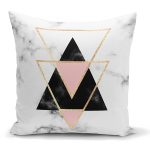 - K2406 - Realhomes  Yaldız Renk Ters Üçgen Desenli Dekoratif Yastık Kırlent Kılıfı Realhomes
