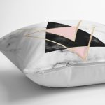 - K2406-3 - Realhomes  Yaldız Renk Ters Üçgen Desenli Dekoratif Yastık Kırlent Kılıfı Realhomes