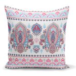 - K2407 - Realhomes Kırmızı Mavi Çini Motifli Modern Dijital Baskılı Yastık Kılıfı Realhomes