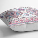 - K2407-3 - Realhomes Kırmızı Mavi Çini Motifli Modern Dijital Baskılı Yastık Kılıfı Realhomes