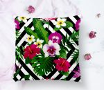 - K2410-1 - Realhomes Kara Zigzag Desenli Ogea Motifli Dekoratif Yastık Kırlent Kılıfı Realhomes