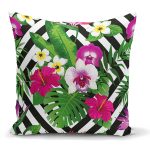 - K2410 - Realhomes Kara Zigzag Desenli Ogea Motifli Dekoratif Yastık Kırlent Kılıfı Realhomes