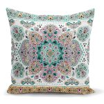 - K2412 - Realhomes Mint Yeşili Çini Motifli Dekoratif Yastık Kırlent Kılıfı Realhomes