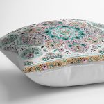 - K2412-3 - Realhomes Mint Yeşili Çini Motifli Dekoratif Yastık Kırlent Kılıfı Realhomes