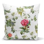 - K2414 - Realhomes  Haki Yeşili Kavaniçe Desenli Dijital Baskılı Yastık Kırlent Kılıfı Realhomes