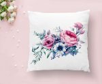 - K2415-1 - Realhomes Lila Renk Begonya Motifli Dijital Baskılı Yastık Kırlent Kılıfı Realhomes