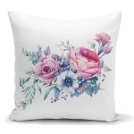 - K2415 - Realhomes Lila Renk Begonya Motifli Dijital Baskılı Yastık Kırlent Kılıfı Realhomes
