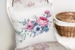 - K2415-2 - Realhomes Lila Renk Begonya Motifli Dijital Baskılı Yastık Kırlent Kılıfı Realhomes
