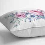 - K2415-3 - Realhomes Lila Renk Begonya Motifli Dijital Baskılı Yastık Kırlent Kılıfı Realhomes