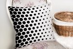 - K2416-2 - Realhomes Siyah Beyaz İri Puanlı Yastık Kırlent Kılıfı Realhomes