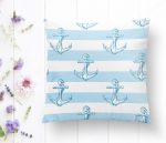 - K2423-1 - Realhomes  Mavi Beyaz Denizci Dijital Baskılı Yastık Kırlent Kılıfı Realhomes