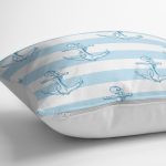 - K2423-3 - Realhomes  Mavi Beyaz Denizci Dijital Baskılı Yastık Kırlent Kılıfı Realhomes
