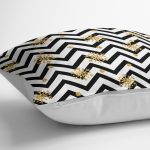 - K2428-3 - Realhomes Kar Tanesi Motifli Zigzag Temalı Dijital Baskılı Yastık Kırlent Kılıfı Realhomes