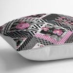- K2429-3 - Realhomes Çiçek Desenli Puan Motifli Yastık Kırlent Kılıfı Realhomes