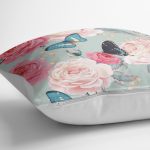 - K2430-3 - Realhomes Lekeli Kelebekler Çizimli Dekoratif Yastık Kırlent Kılıfı Realhomes