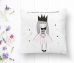 - K2434-1 - Realhomes Je Noudrais Etre Une Princesse Baskılı Dekoratif Yastık Kırlent Kılıfı Realhomes