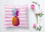- K2437-1 - Realhomes Canlı Renkli Ananas Motifli Dijital Baskılı Yastık Kırlent Kılıfı Realhomes