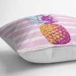 - K2437-3 - Realhomes Canlı Renkli Ananas Motifli Dijital Baskılı Yastık Kırlent Kılıfı Realhomes