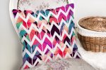 Nilüfer Temalı Zigzag Desenli Dijital Baskılı Yastık Kırlent Kılıfı Realhomes