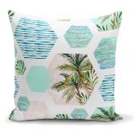 - K2455 - Realhomes  Geometrik Palmiye Desenli Dijital Baskılı Yastık Kırlent Kılıfı Realhomes