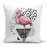 Martı Desenli Flamingo Temalı Dijital Baskılı Yastık Kırlent Kılıfı Realhomes