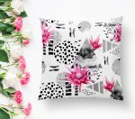 - K2467-1 - Realhomes Bal Peteği Temalı Nilüfer Çiçeği Motifli Dekoratif Kırlent Kılıfı Realhomes