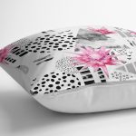 - K2467-3 - Realhomes Bal Peteği Temalı Nilüfer Çiçeği Motifli Dekoratif Kırlent Kılıfı Realhomes