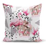 - K2468 - Realhomes  Bal Peteği Temalı Flamingo Motifli Kırlent Kılıfı Realhomes