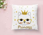 - K2471-1 - Realhomes Princess Kedi Motifli Modern Dijital Baskılı Yastık Kılıfı Realhomes