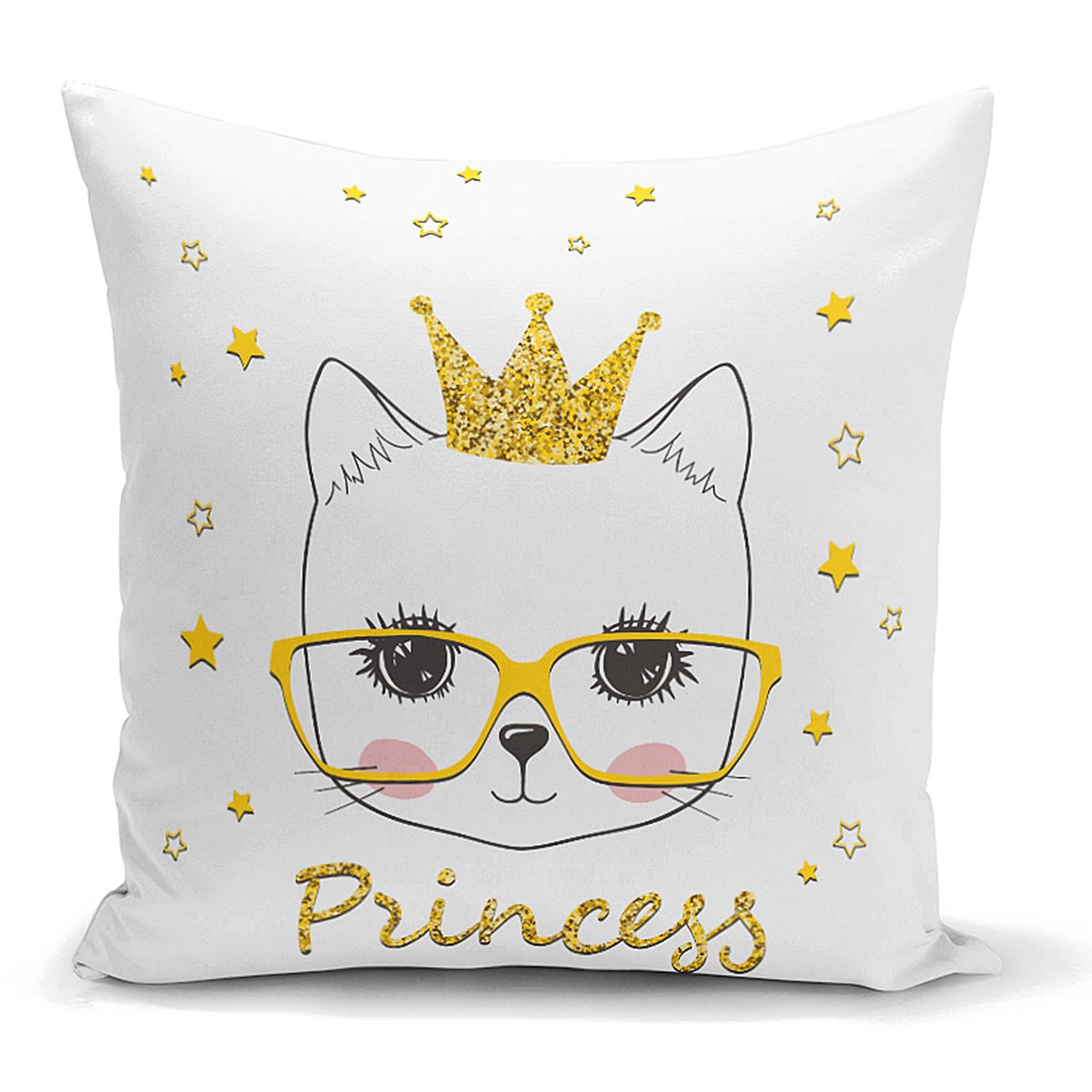 Princess Kedi Motifli Modern Dijital Baskılı Yastık Kılıfı Realhomes