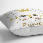 - K2471-3 - Realhomes Princess Kedi Motifli Modern Dijital Baskılı Yastık Kılıfı Realhomes