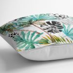 - K2477-3 - Realhomes  Siyah Puanlı Mavi Palmiye Modern Dijital Baskılı Dekoratif Yastık Kılıfı Realhomes