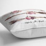 Kahverengi Ok Çizimli Çiçek Desenli Dekoratif Yastık Kırlent Kılıfı Realhomes