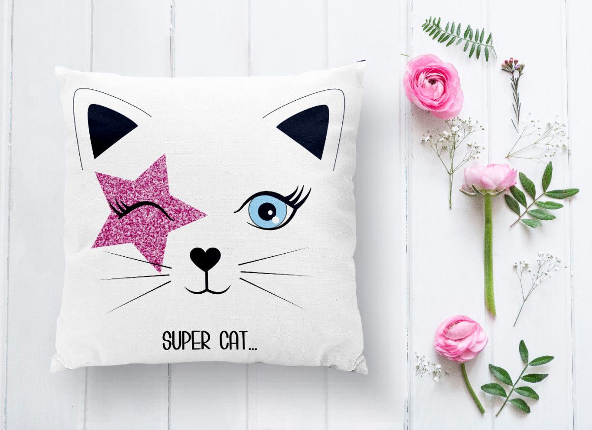 Super Cat Motifli Modern Dijital Baskılı Yastık Kılıfı Realhomes