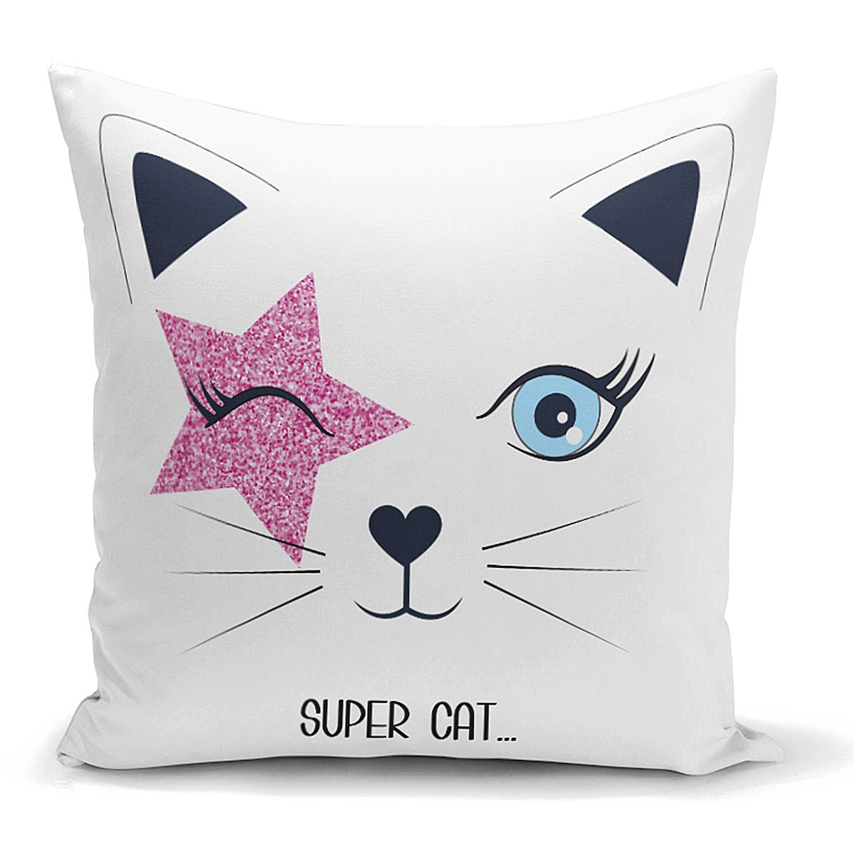 Super Cat Motifli Modern Dijital Baskılı Yastık Kılıfı Realhomes