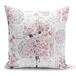 - K2496 - Realhomes Pudra Renk İşleyen Çarklar Motifli Dekoratif Yastık Kırlent Kılıfı Realhomes