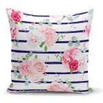 - K2498 - Realhomes Mavi Çizgiler Desenli Dijital Baskılı Yastık Kırlent Kılıfı Realhomes