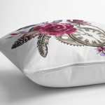 - K2502-3 - Realhomes Cep Saati Motifli Kuş Tüyü Desenli Dekoratif Yastık Kırlent Kılıfı Realhomes