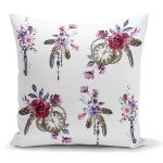 - K2503 - Realhomes Cep Saati Çizimli Anahtar Motifli Dijital Baskılı Yastık Kırlent Kılıfı Realhomes