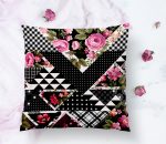 - K2504-1 - Realhomes Karma Çiçek Geometrik Desenler Modern Yastık Kırlent Kılıfı Realhomes