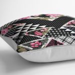 - K2504-3 - Realhomes Karma Çiçek Geometrik Desenler Modern Yastık Kırlent Kılıfı Realhomes