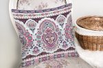 - K2506-2 - Realhomes Lila Renk Çini Baskılı Dekoratif Yastık Kırlent Kılıfı Realhomes