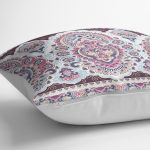 - K2506-3 - Realhomes Lila Renk Çini Baskılı Dekoratif Yastık Kırlent Kılıfı Realhomes