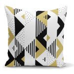 - K2508 - Realhomes Hardal Renk Geometrik Şekiller Temalı Kırlent Kılıfı Realhomes